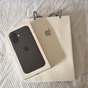 Empty Apple Box And Bag Box for iPhone 16 (in Black) Standard Apple Store Bag